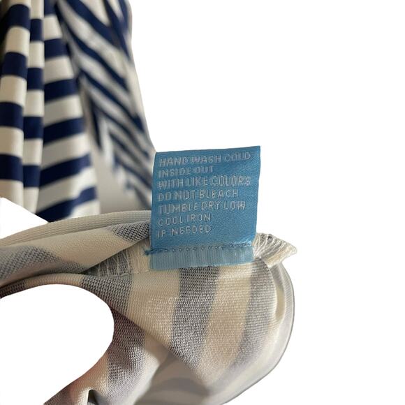 J.Mclaughlin Short Sleeve Leonora Striped Midi Dress White Navy Womens Sz Large - Picture 10 of 10